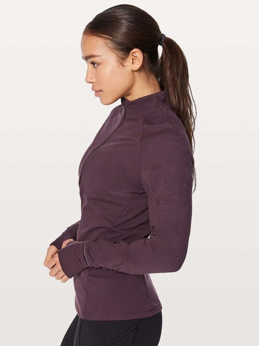 Lululemon Toasty Tech Black Cherry Half Zip Embroidered Athletic Pullover